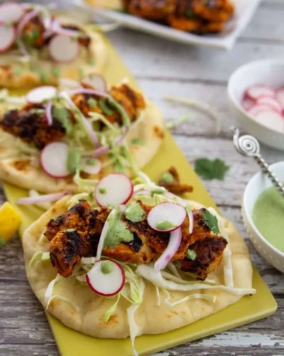 Chicken masala naan taco