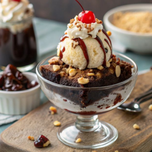 Hot brownie with ice-cream