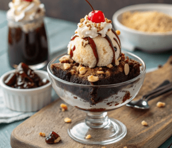 Hot brownie with ice-cream
